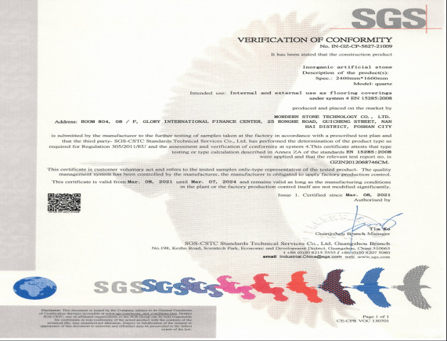 Standar CE Batu Kuarsa Anorganik Buatan Mordern Stone™